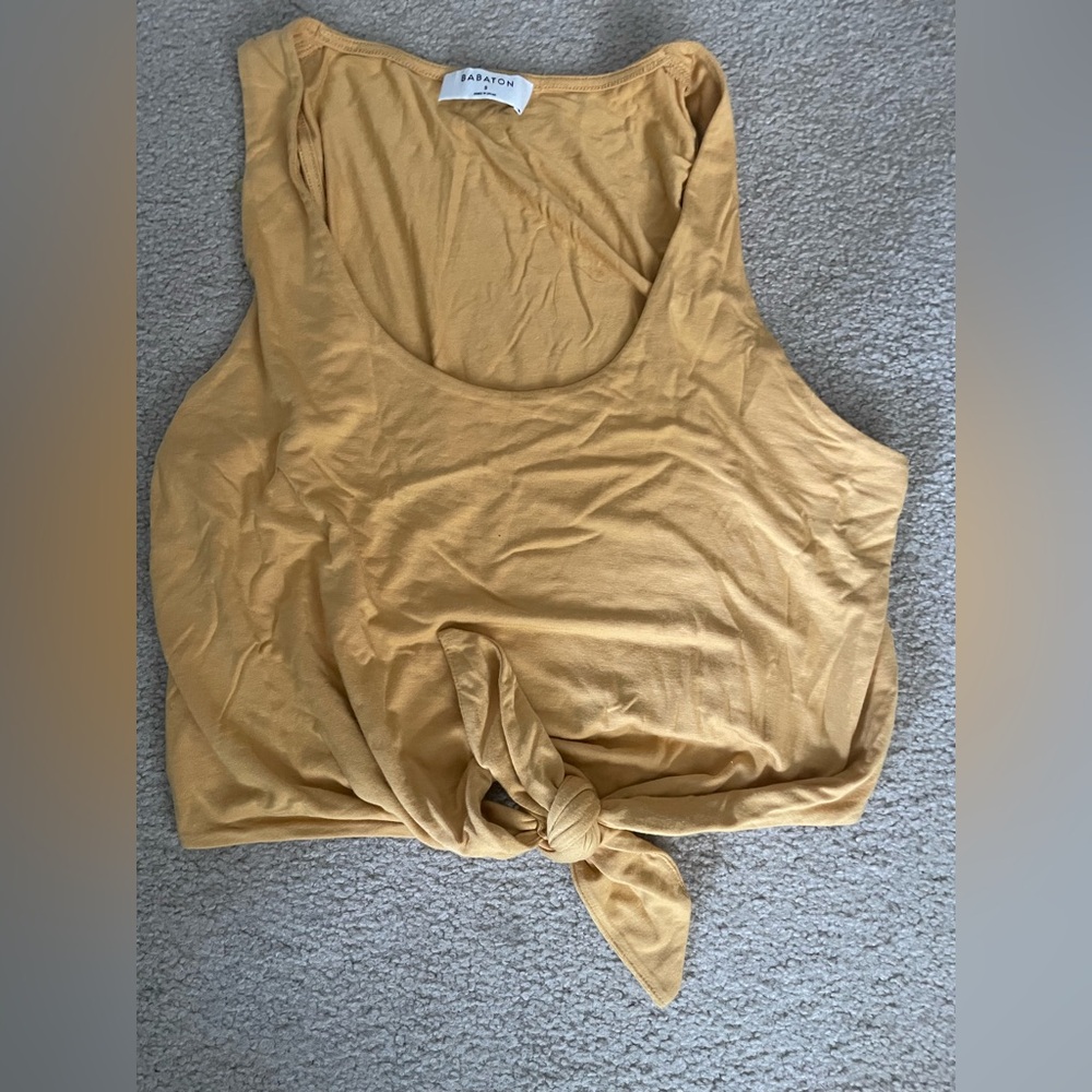 Babaton Mustard Tie-Front Tank Top